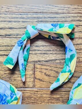 Janie and Jack Floral Tie Headband in Lemon and Floral Print 🍋